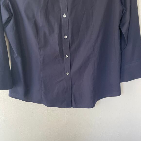 Talbots Navy Blue Wrinkle Free Buttondown Shirt no iron - Picture 4 of 9